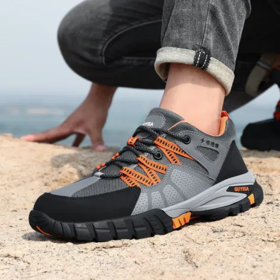 Calçados de segurança Guyisa Outdoor Fashion Soft à prova d'água com superfície de couro de microfibra e biqueira de aço Sapatos de trabalho de segurança